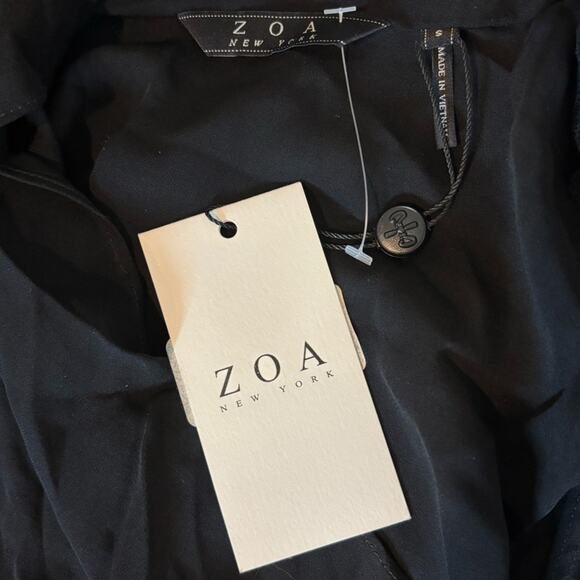 NWT Zoa New York Anthro Black Sleeveless Drape Neck Silk Blouse Top S - Picture 8 of 8